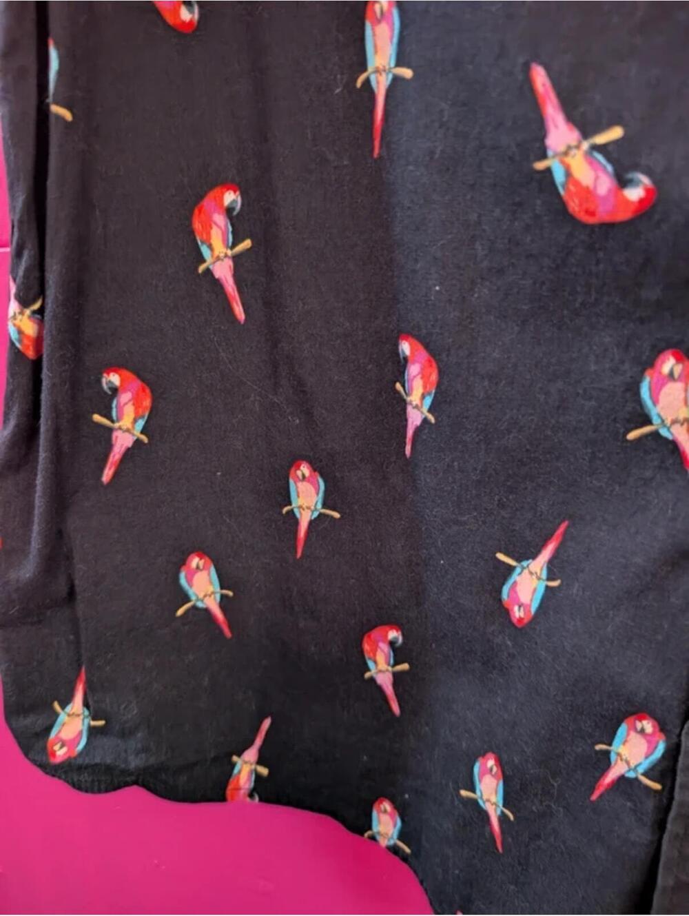 Men's Black Cotton Parrot Print Summer Shirt L - Picture 3 of 4